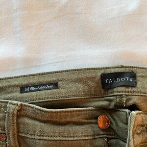 Talbots Slim Ankle Jean, Olive, Size 14